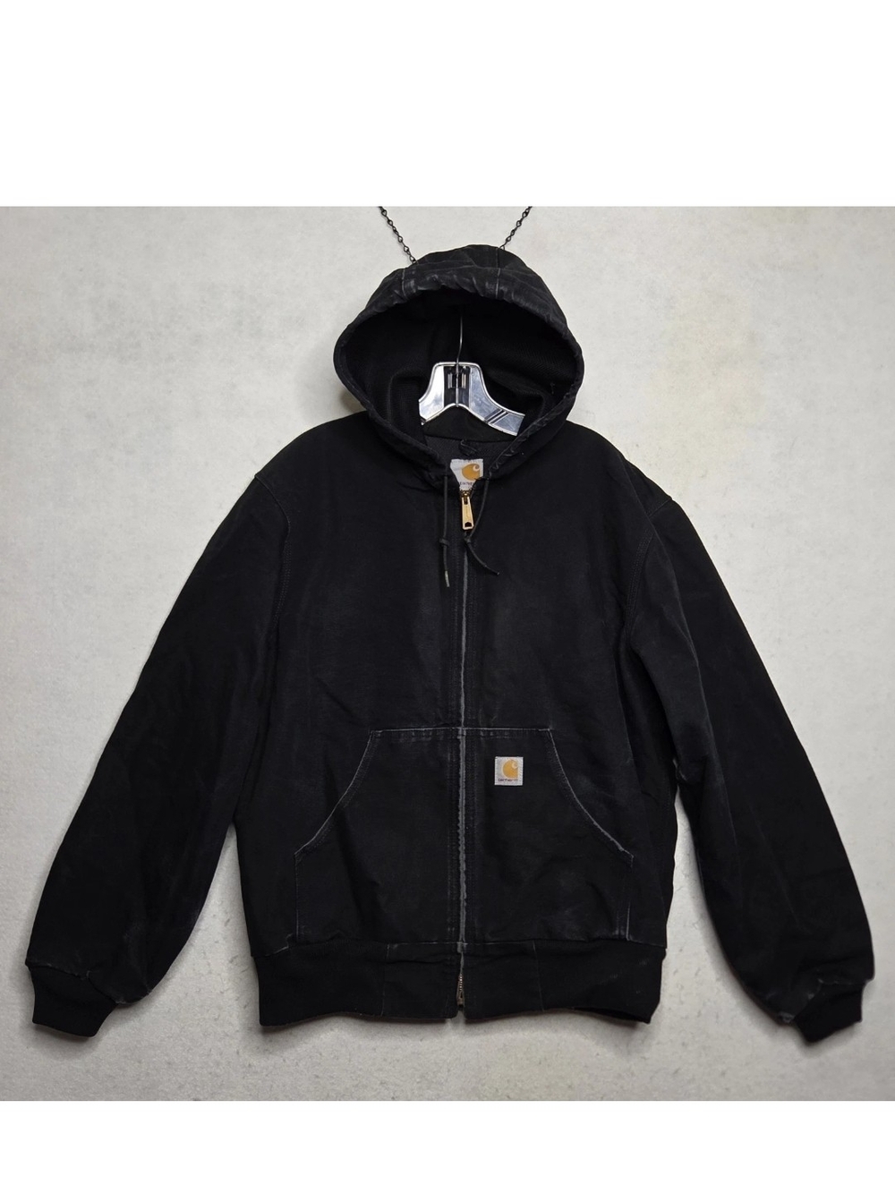 Vintage Carhartt J131 BLK Jacket Mens M Black Thermal Workwear Grunge Distressed